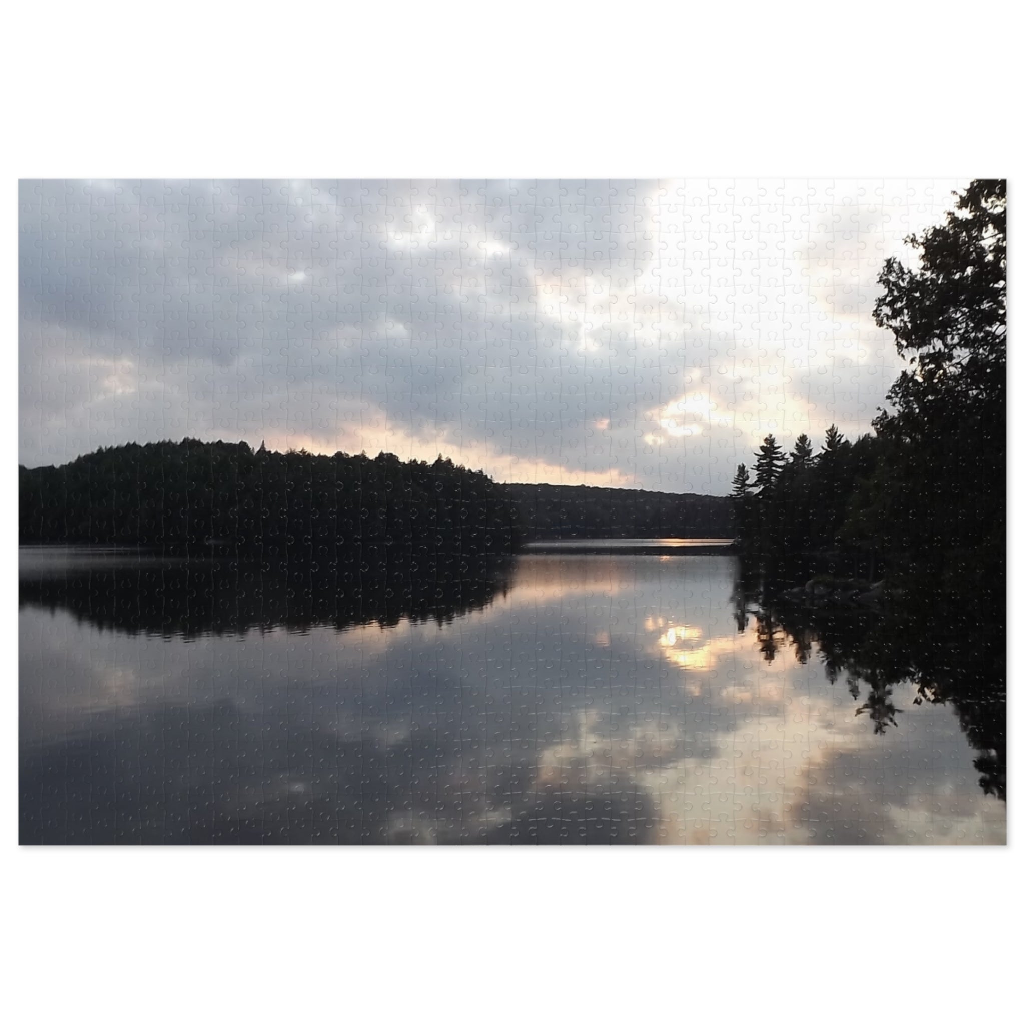Lake Reflection Jigsaw Puzzle with Tin — Scenic Sunset Puzzle for Nature Lovers