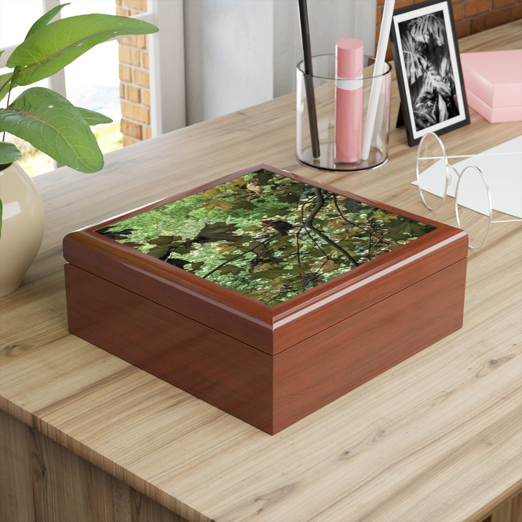 Woodland Leaves Jewelry Box — Nature Photo Keepsake Box