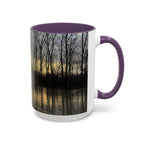 Sunset Reflection Coffee Mug — Forest Silhouette Accent Mug