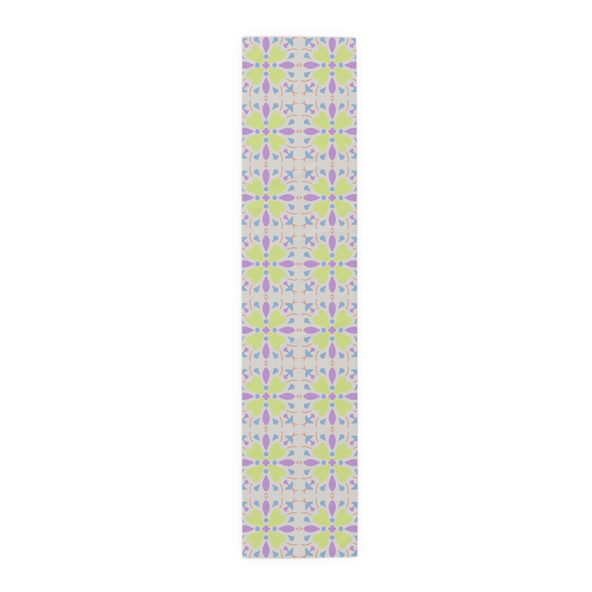 Pastel Floral Tile Table Runner — Spring Garden Dining Decor