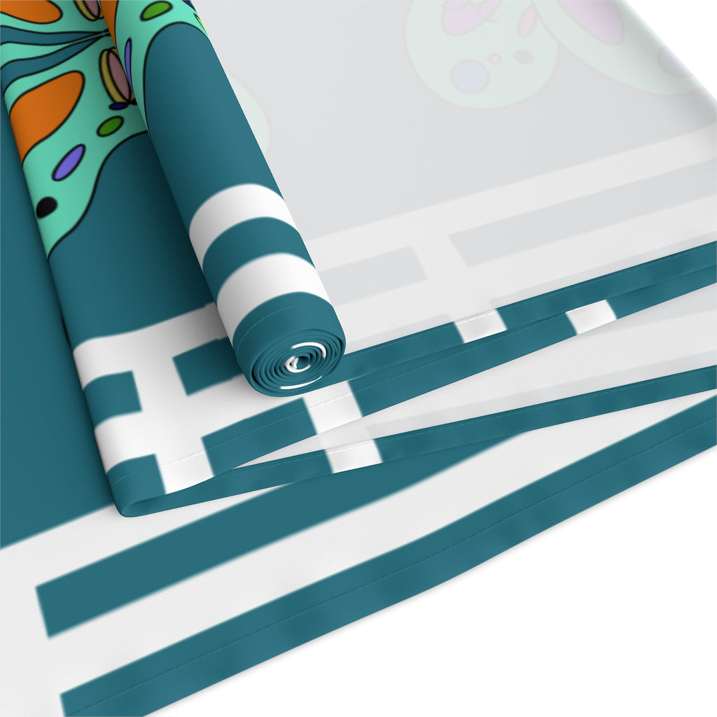 Floral Mosaic Table Runner — Teal Boho Dining Decor