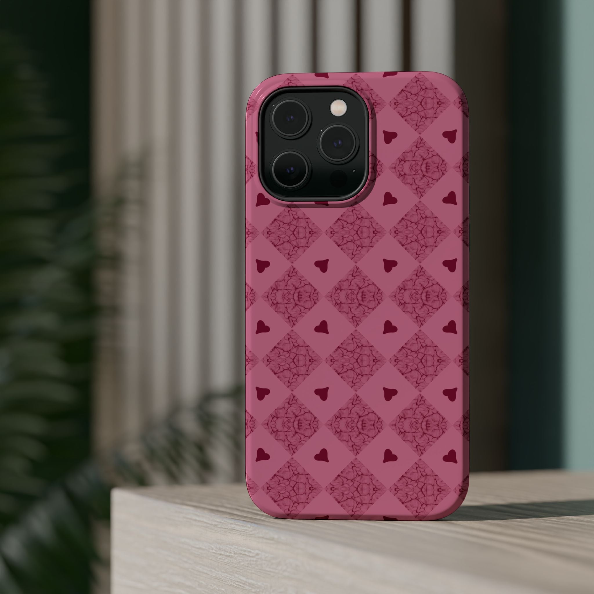 Pink Vintage Hearts Magnetic Impact-Resistant Phone Case