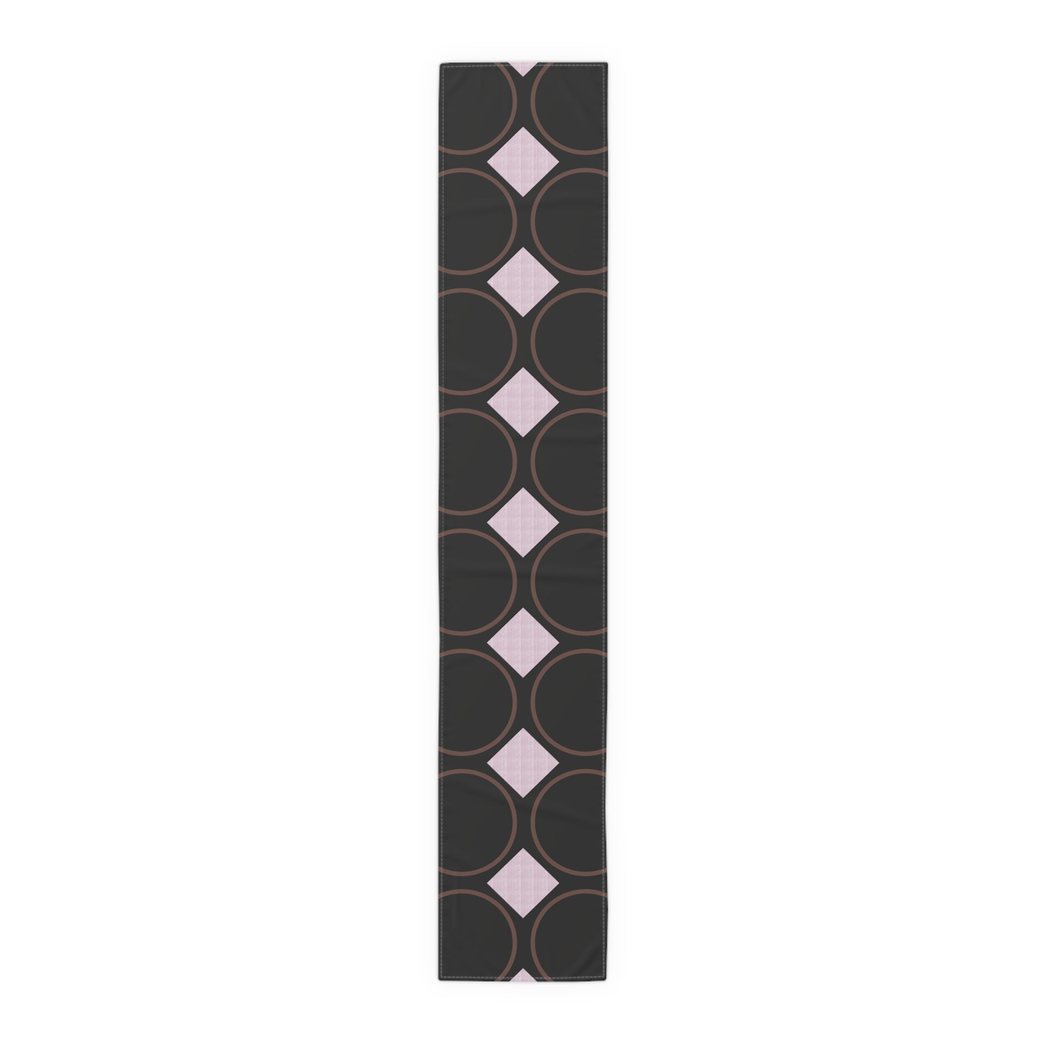 Modern Geo Circle Table Runner — Black & Blush Retro Pattern