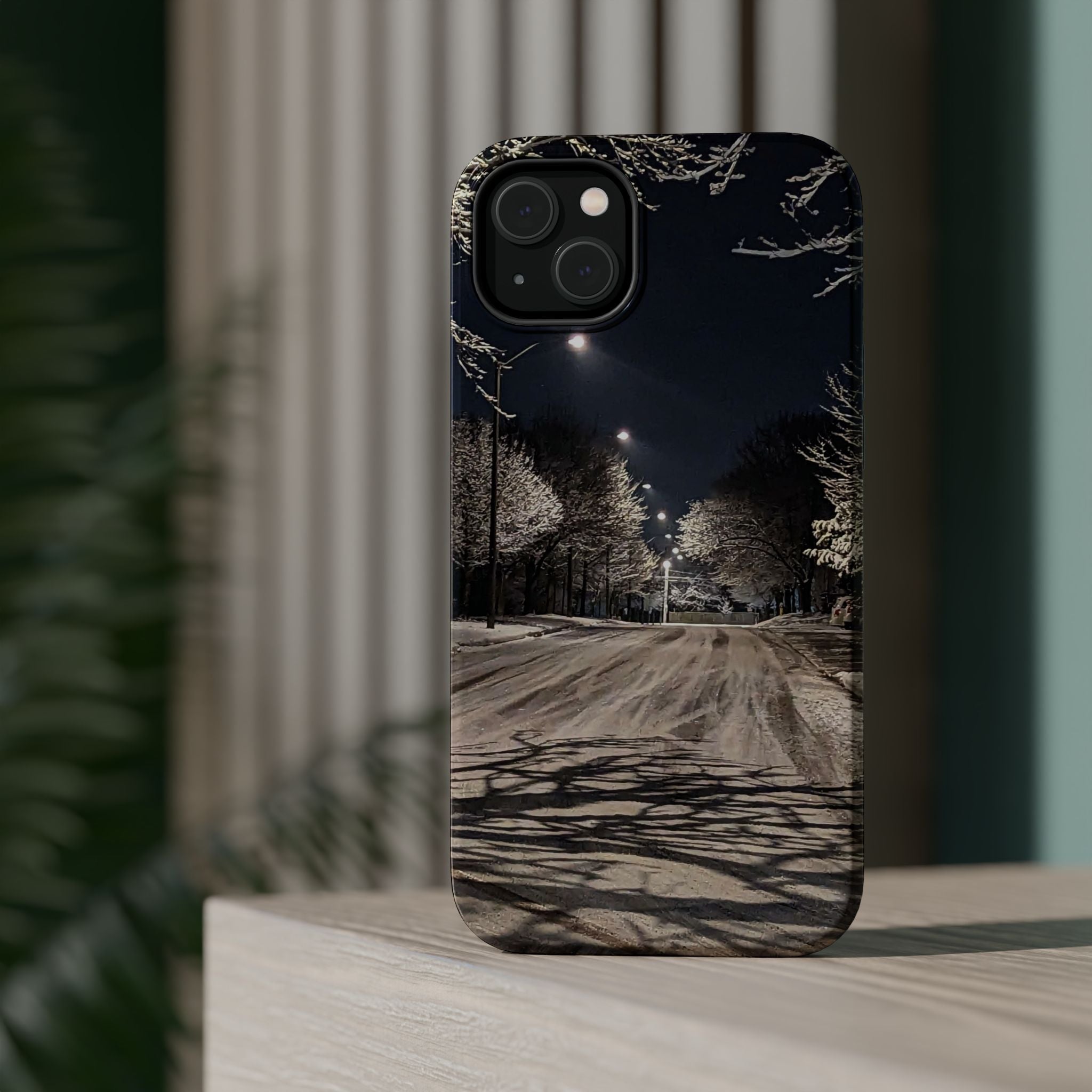 Winter Night Snow Road Magnetic Impact-Resistant Phone Case