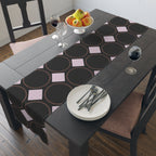 Modern Geo Circle Table Runner — Black & Blush Retro Pattern