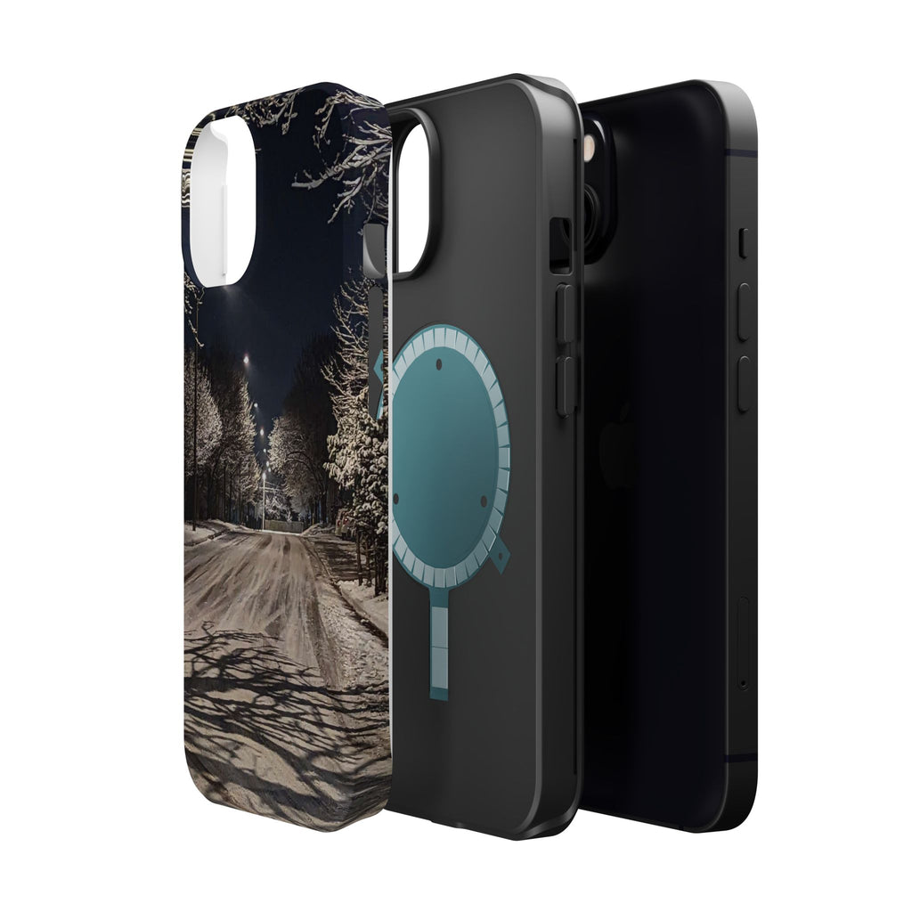 Winter Night Snow Road Magnetic Impact-Resistant Phone Case