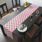 Pink Gingham Table Runner — Cotton-Blend Plaid Decor for Farmhouse, Spring & Picnic Tables