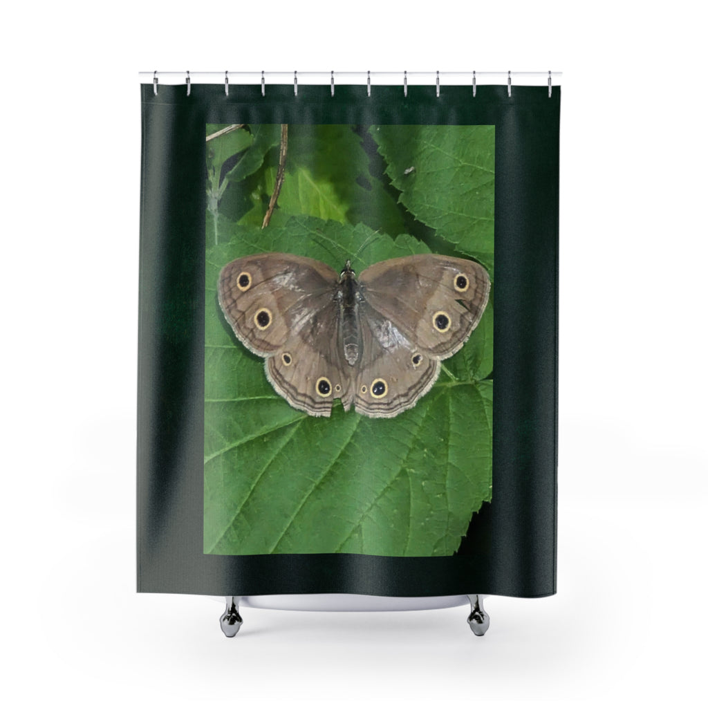 Butterfly Leaf Shower Curtain — Nature-Inspired Moth Print Bathroom Decor