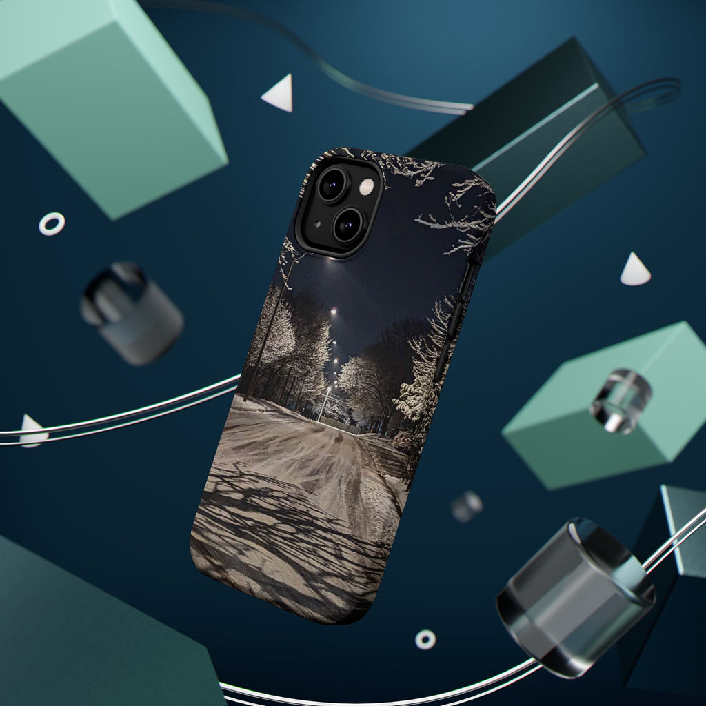 Winter Night Snow Road Magnetic Impact-Resistant Phone Case