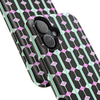 Geom Stripe Magnetic Phone Case — Black with Mint & Lavender Pattern