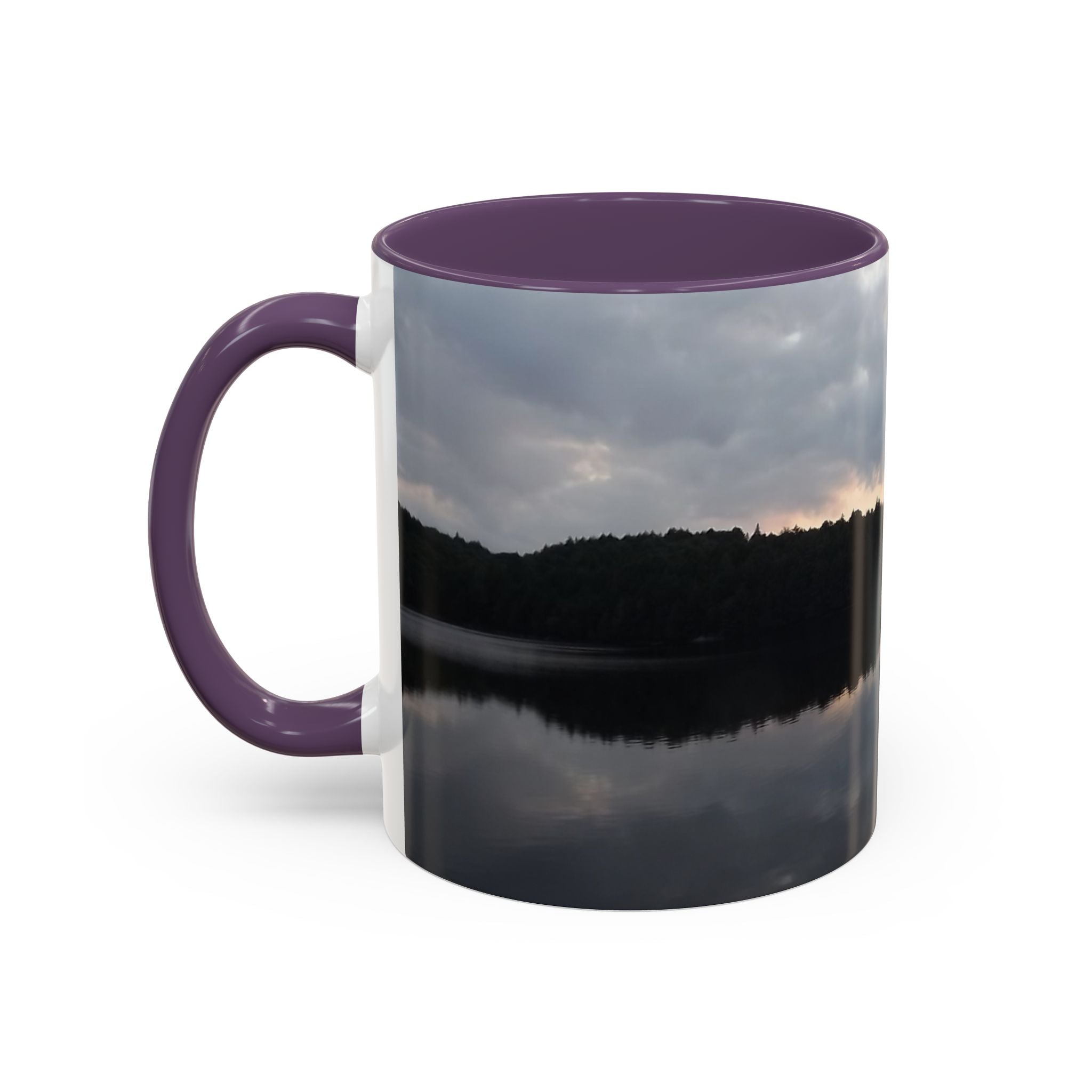 Lake Sunset Accent Coffee Mug — Scenic Reflection Photography 11/15oz