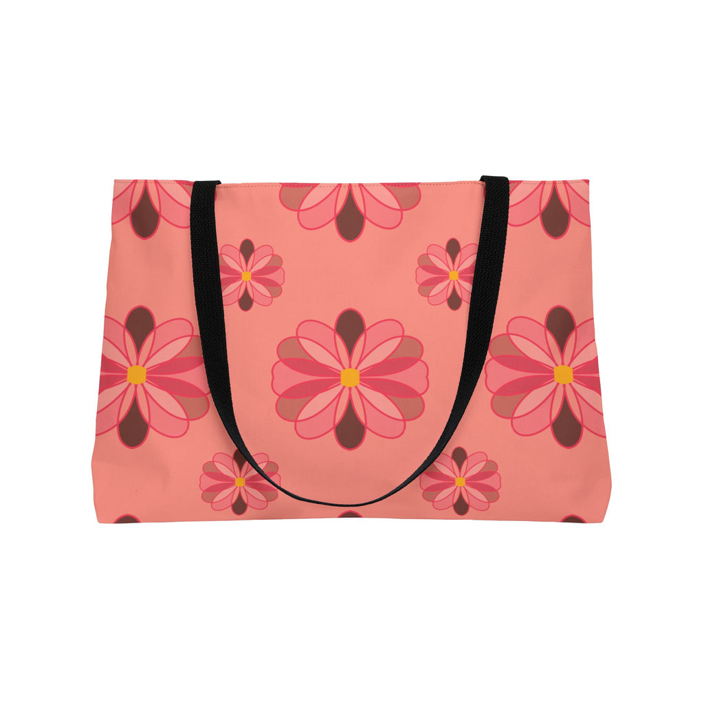 Weekender Tote Bag — Retro Pink Floral Pattern Travel Tote