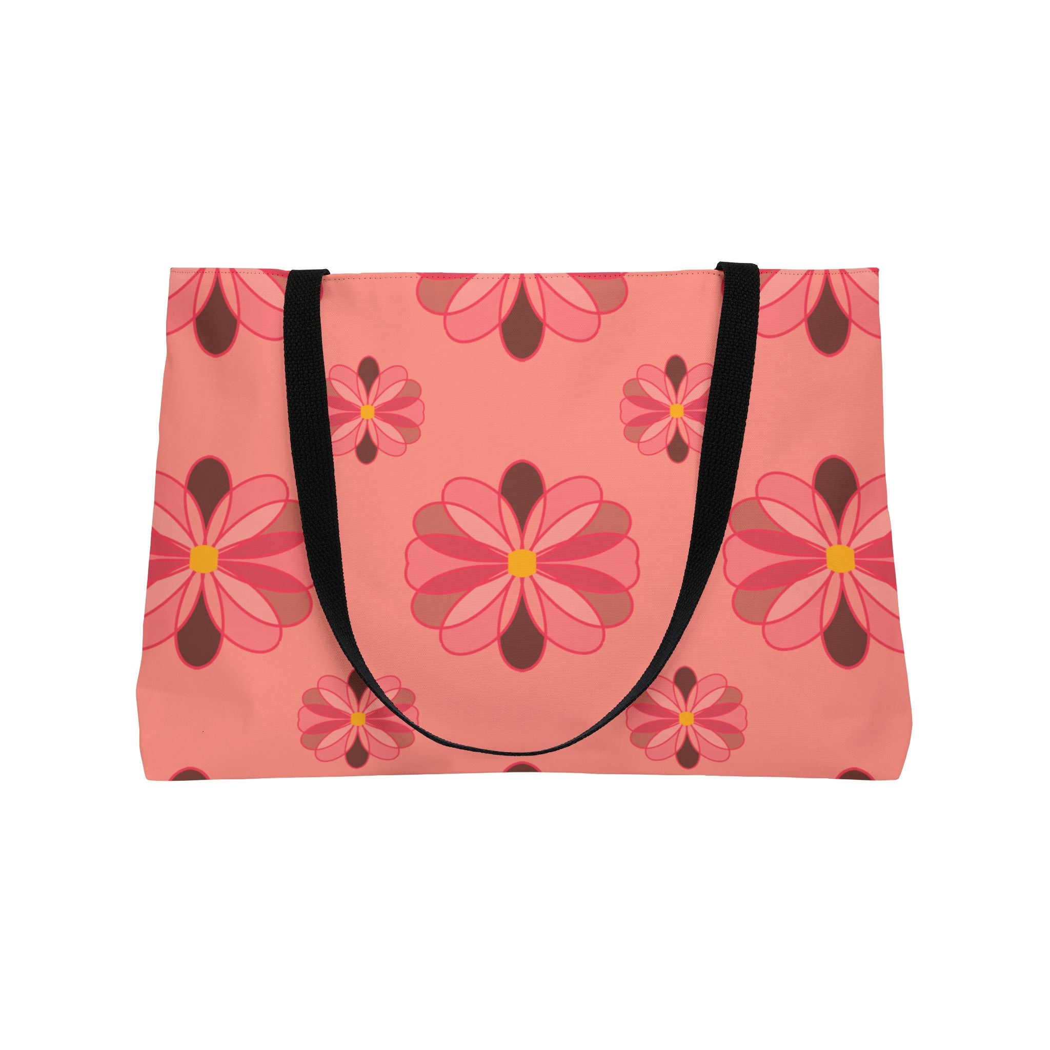 Weekender Tote Bag — Retro Pink Floral Pattern Travel Tote