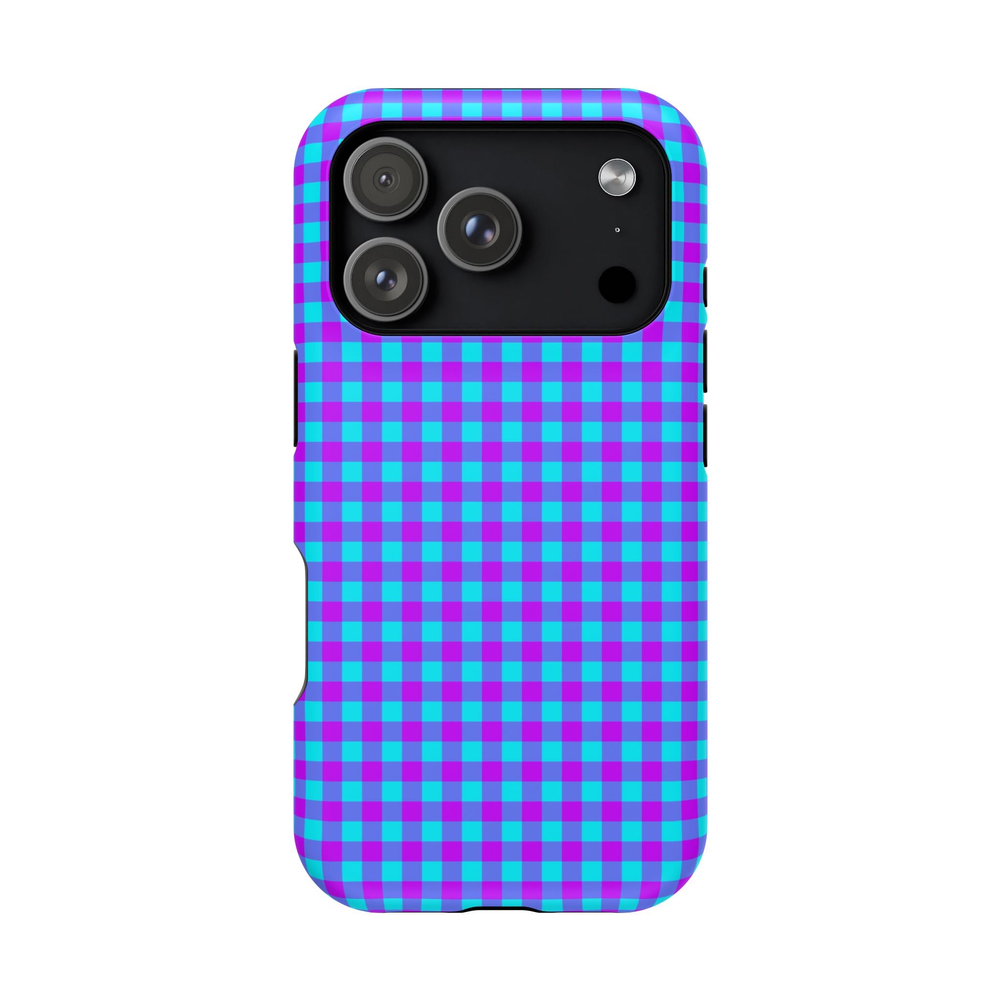 Phone Case — Blue & Purple Gingham Magnetic Impact-Resistant Case