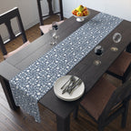 Blue Moroccan Tile Table Runner — Cotton-Poly Decorative Dining Accent