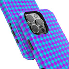 Phone Case — Blue & Purple Gingham Magnetic Impact-Resistant Case