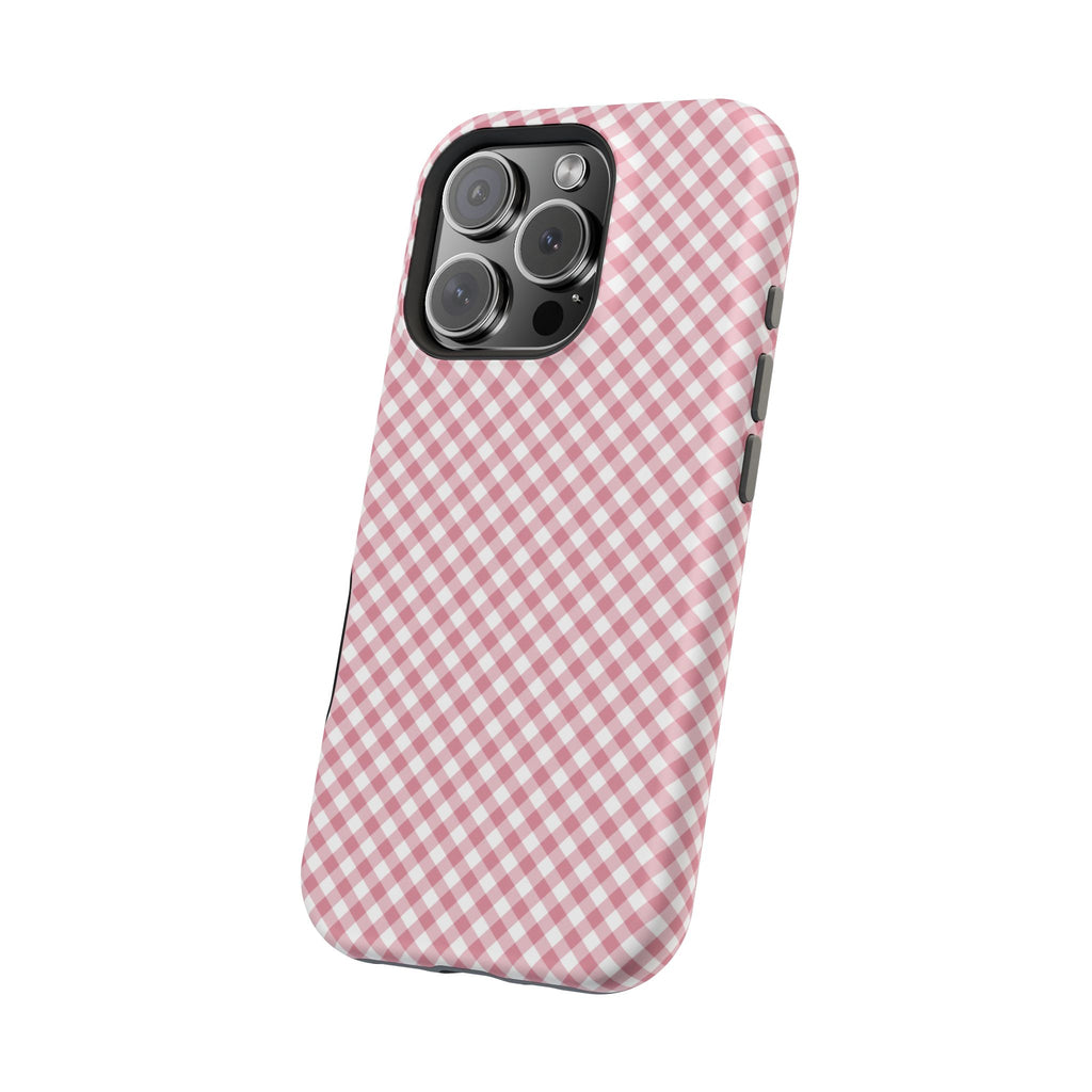 Pink Gingham Magnetic Impact-Resistant Phone Case