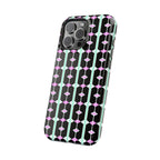 Geom Stripe Magnetic Phone Case — Black with Mint & Lavender Pattern