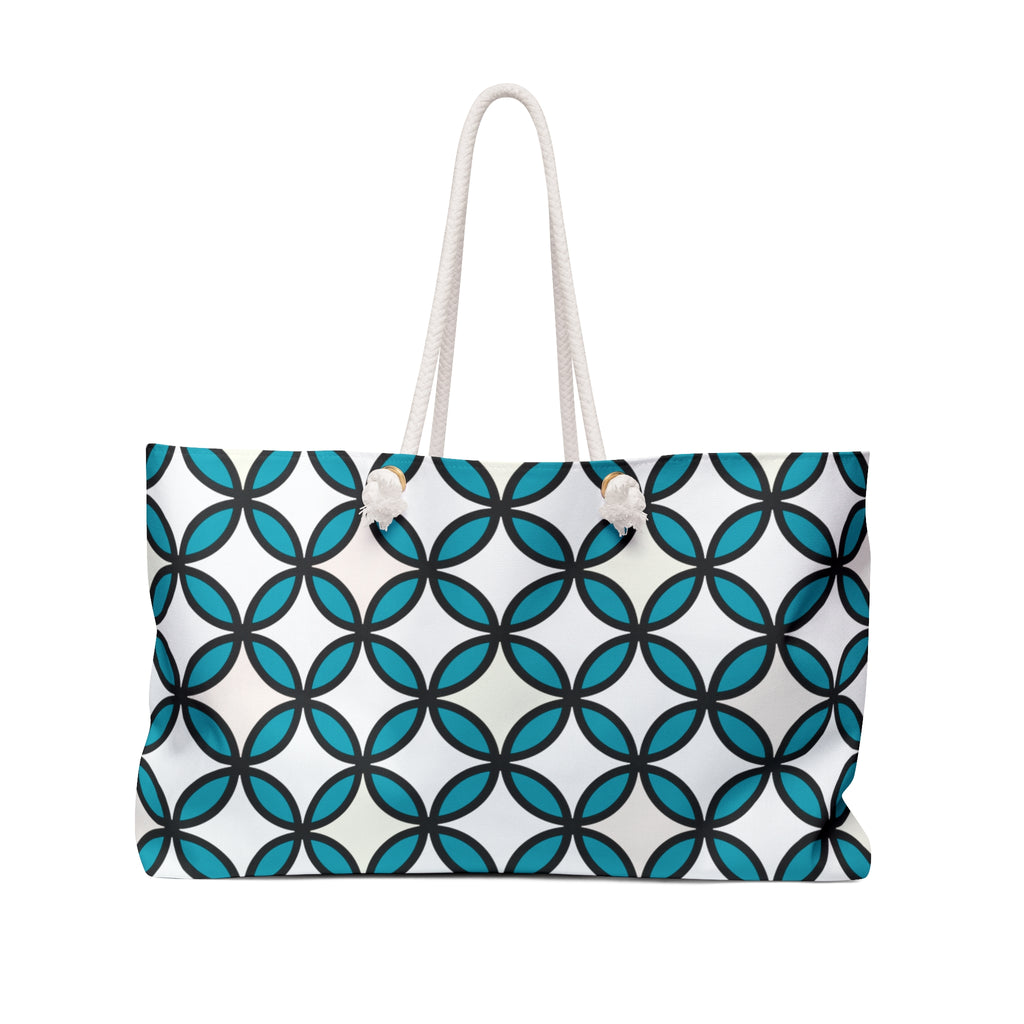 Teal Geometric Circle Weekender Bag — Stylish Travel Tote for Weekend Getaways