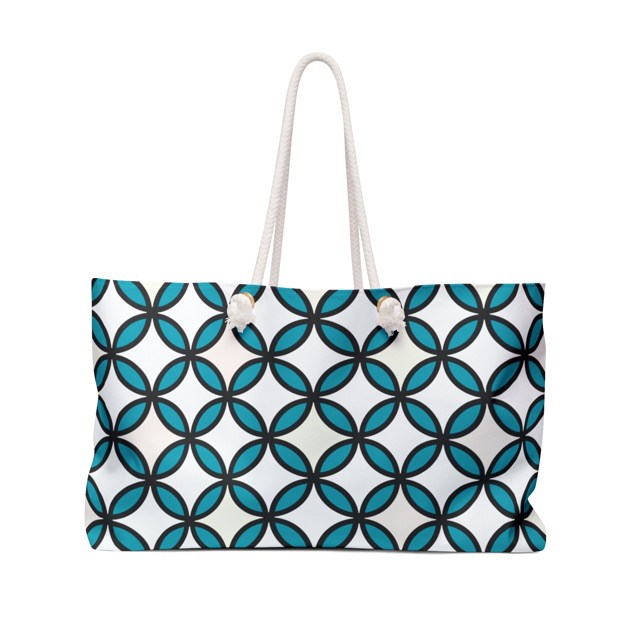 Teal Geometric Circle Weekender Bag — Stylish Travel Tote for Weekend Getaways