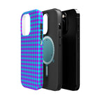 Phone Case — Blue & Purple Gingham Magnetic Impact-Resistant Case