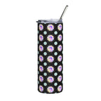 20oz Stainless Steel Tumbler — Iridescent Floral Dot Pattern on Black