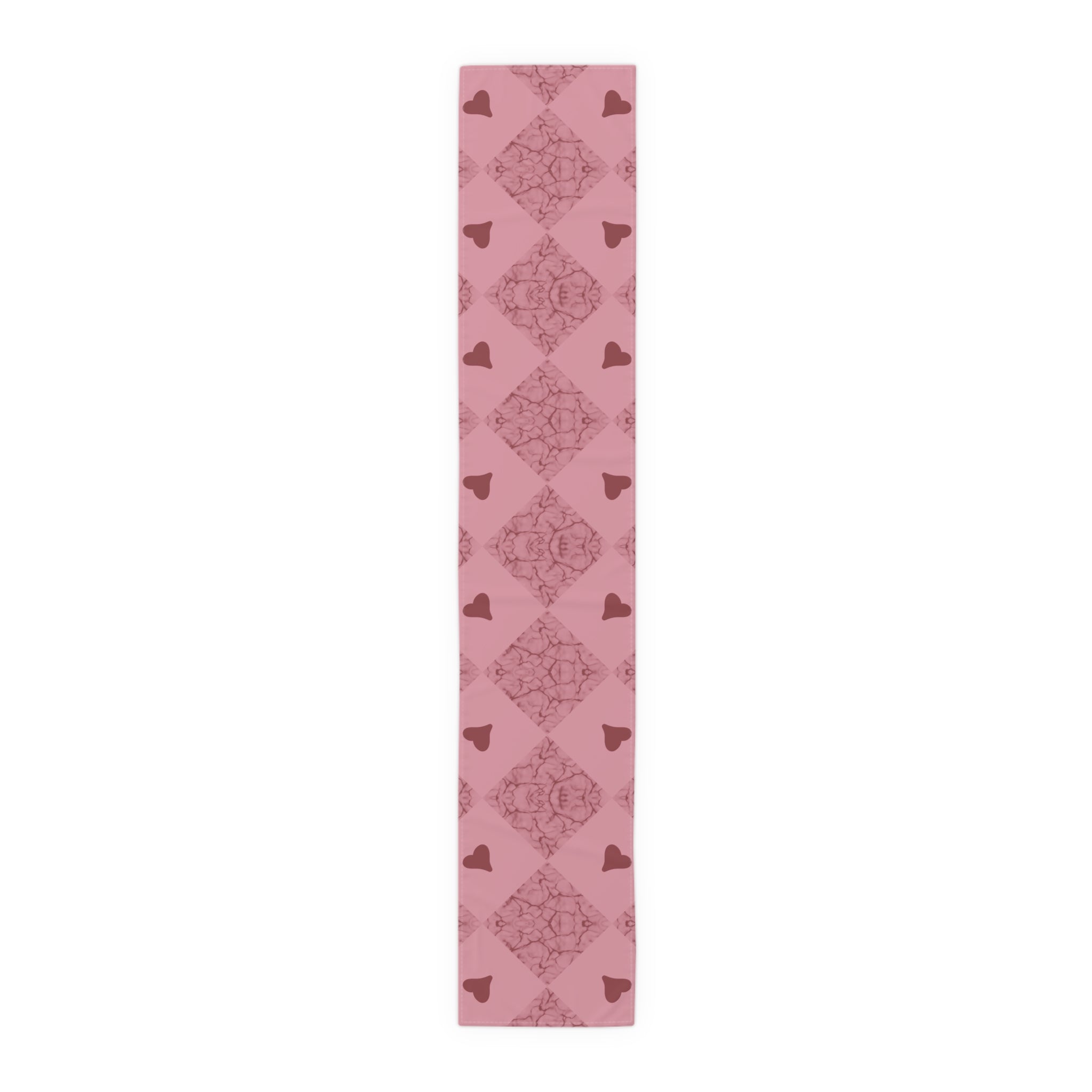 Pink Heart Patchwork Table Runner - Romantic Valentine Dining Decor