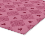 Pink Heart Pattern Glass Cutting Board — Decorative Kitchen Chopping Board