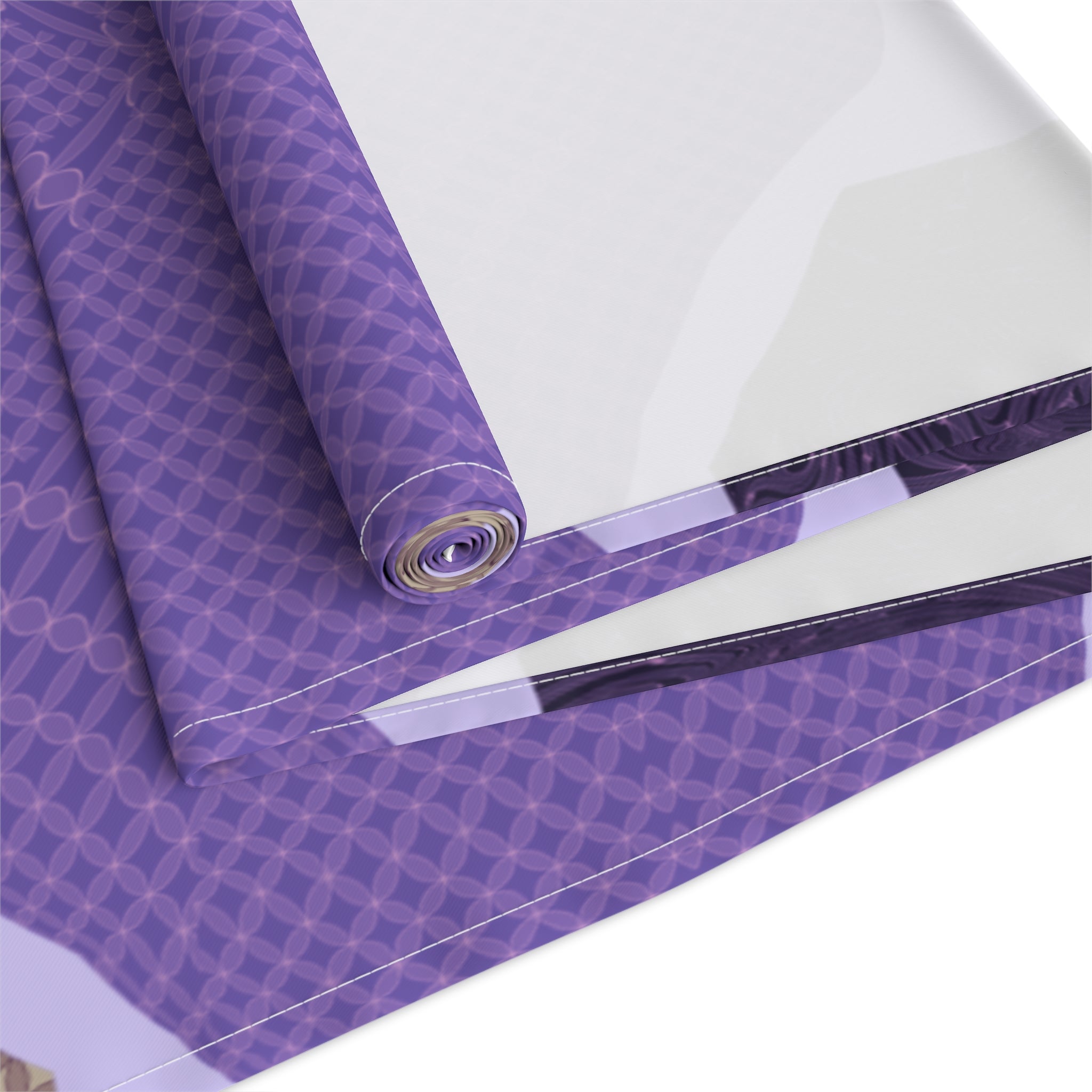 Purple Geometric Table Runner — Modern Abstract Dining Accent