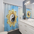 Yin Yang Lotus Shower Curtain — Zen Meditation Bathroom Decor