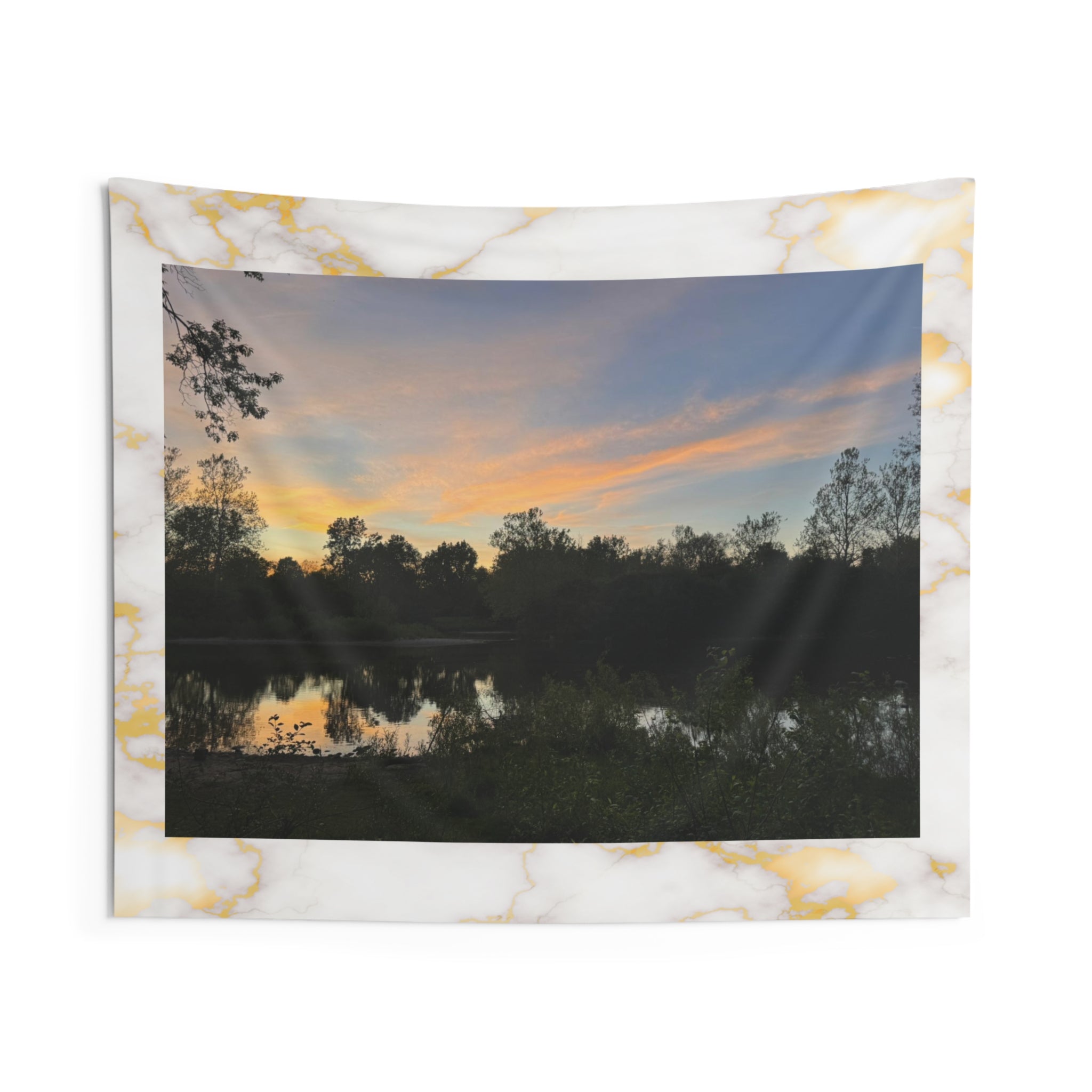 Dusk at the Lake Tapestry — Tranquil Nature Wall Hanging