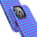 Phone Case — Blue & Purple Gingham Magnetic Impact-Resistant Case