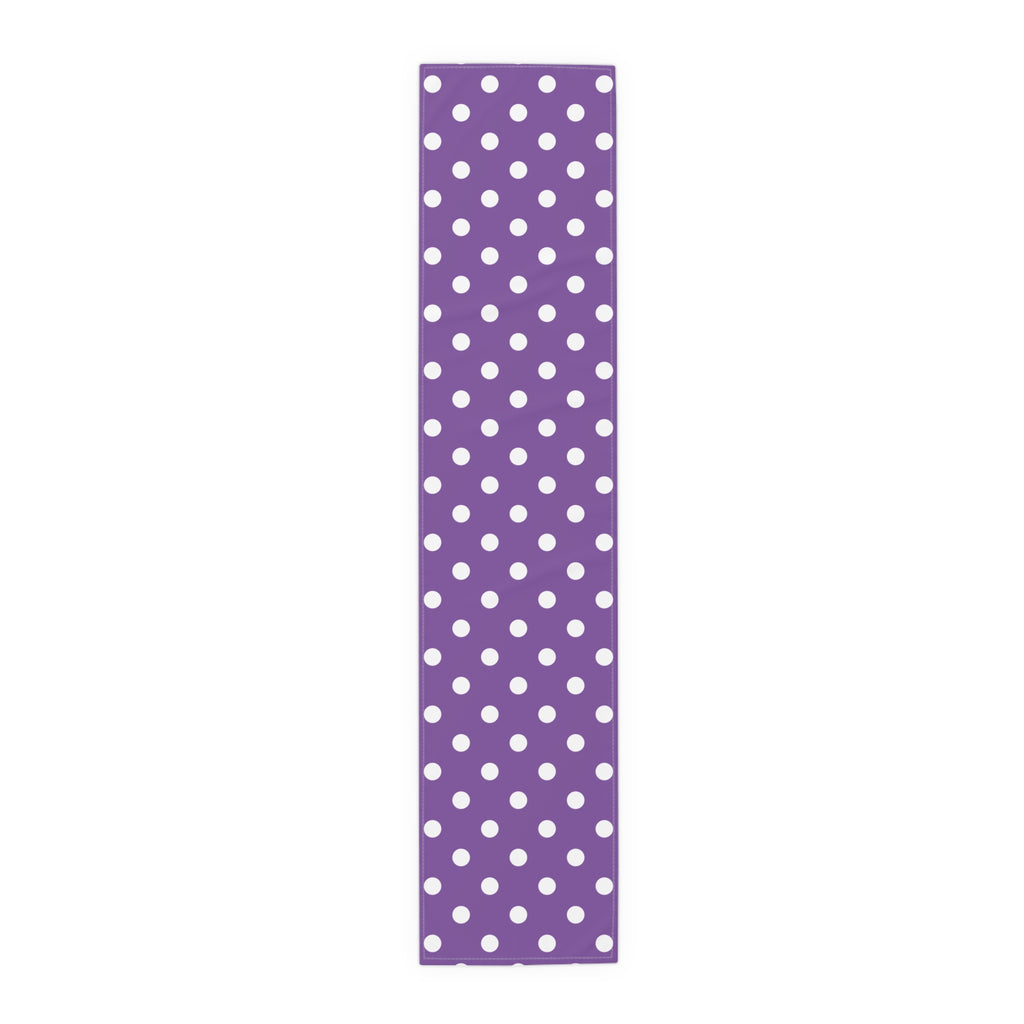Purple White Polka Dot Table Runner — Cotton-Poly Decorative Accent for Dining, Parties & Easter