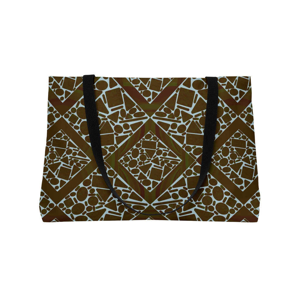 Weekender Tote Bag — Geometric Mosaic Brown Carryall