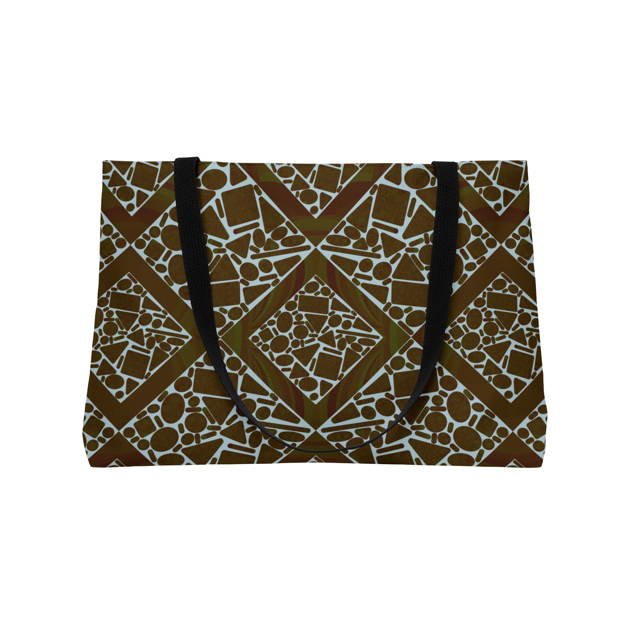 Weekender Tote Bag — Geometric Mosaic Brown Carryall