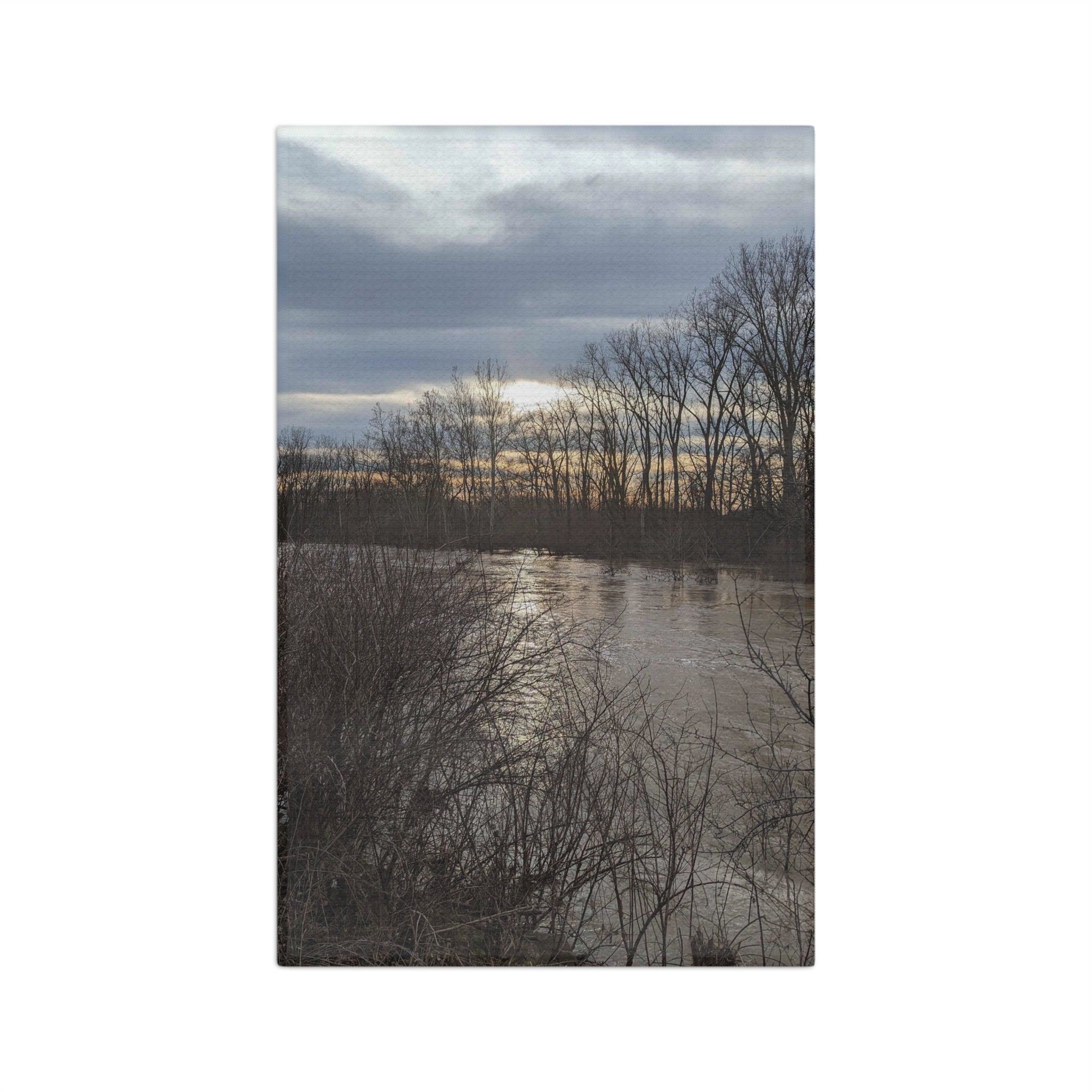 Scenic River Sunset Microfiber Tea Towel