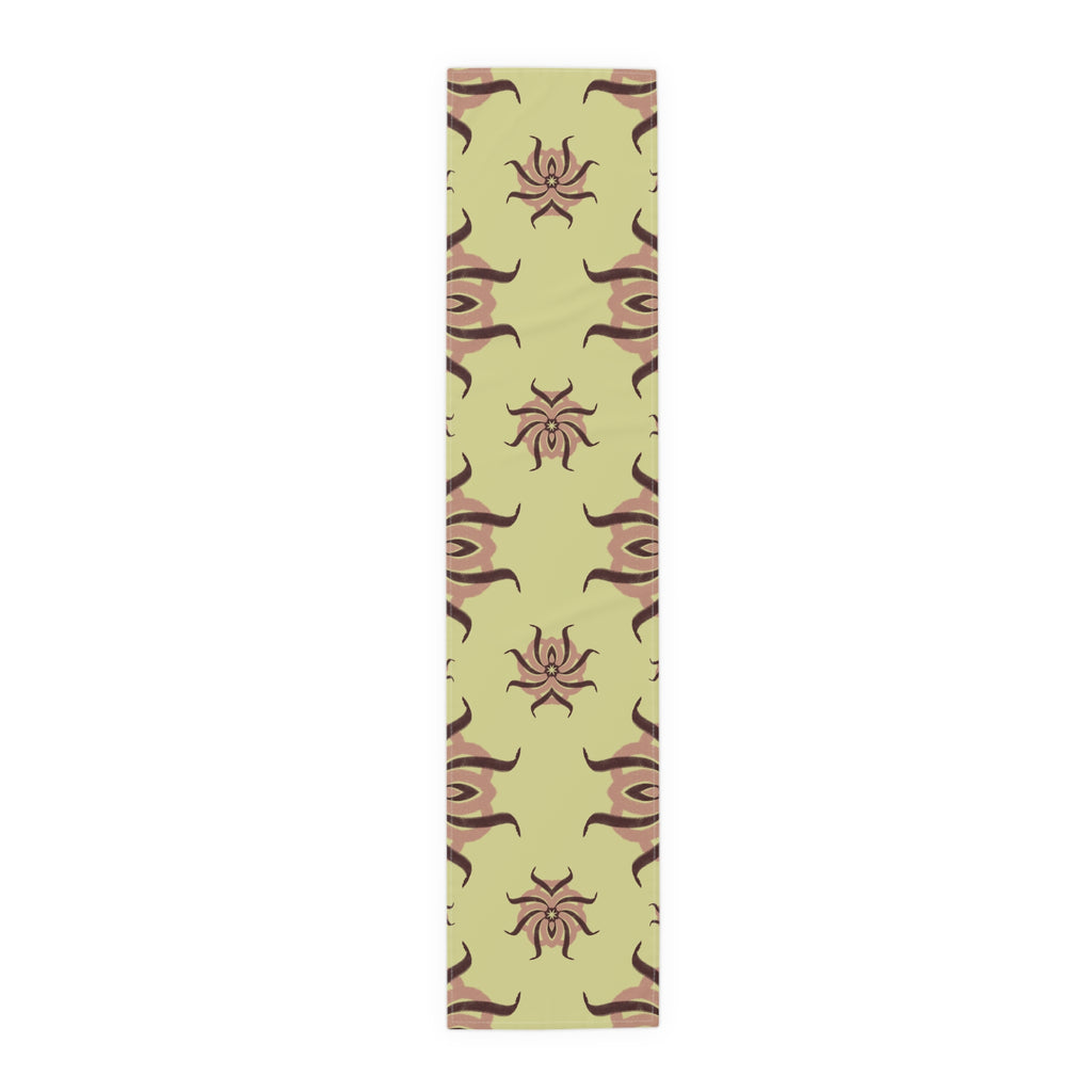 Botanical Sunburst Table Runner — Earth Tone Floral Pattern