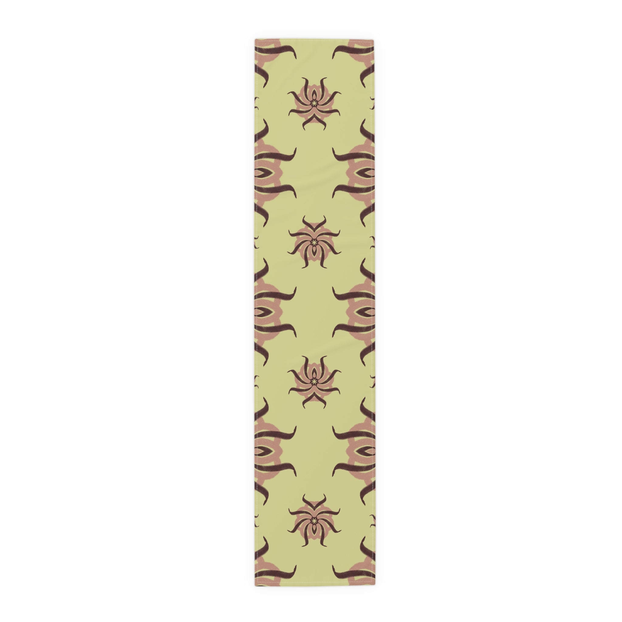 Botanical Sunburst Table Runner — Earth Tone Floral Pattern