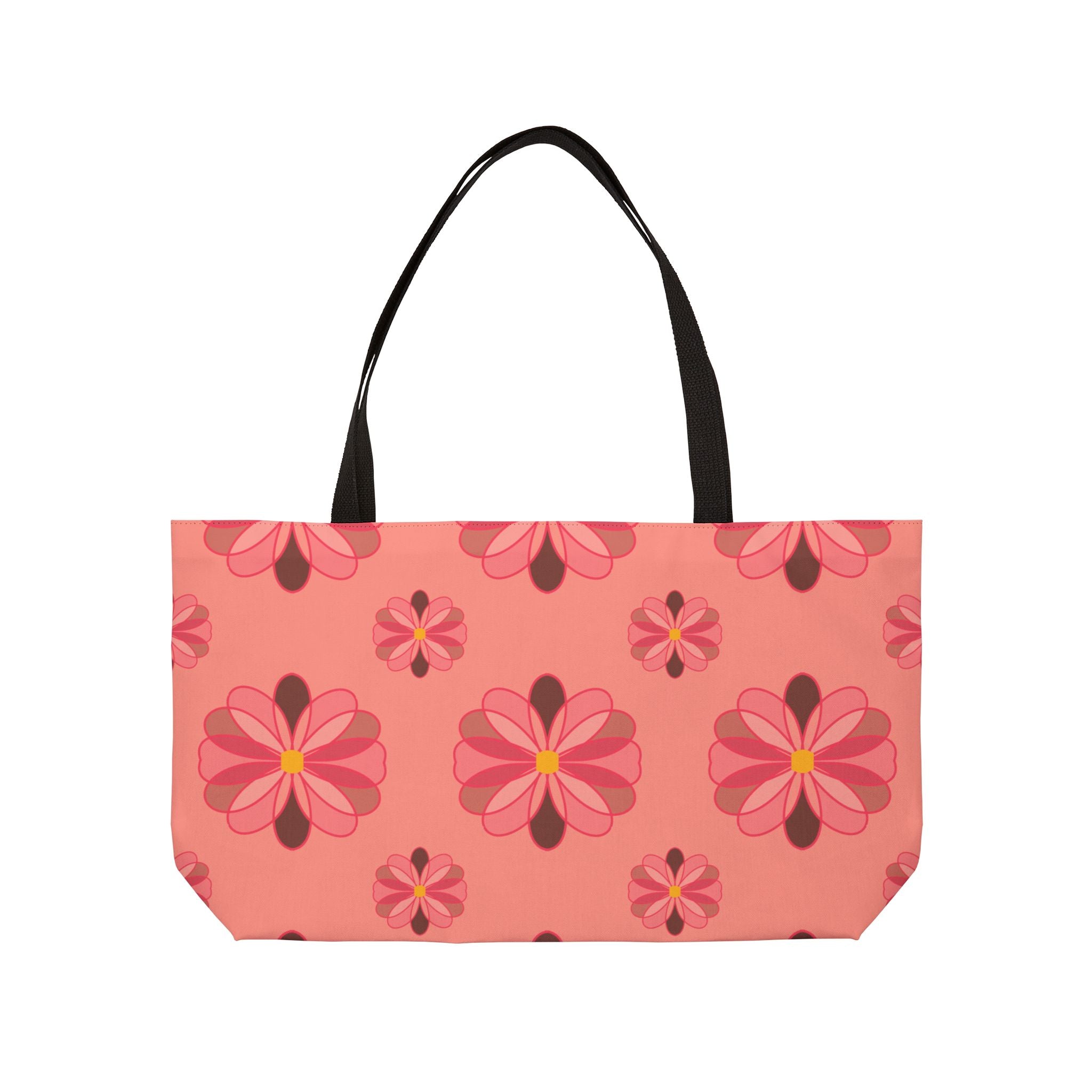 Weekender Tote Bag — Retro Pink Floral Pattern Travel Tote