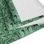 Emerald Marble Table Runner — Green Swirl Cotton-Poly Dining Decor