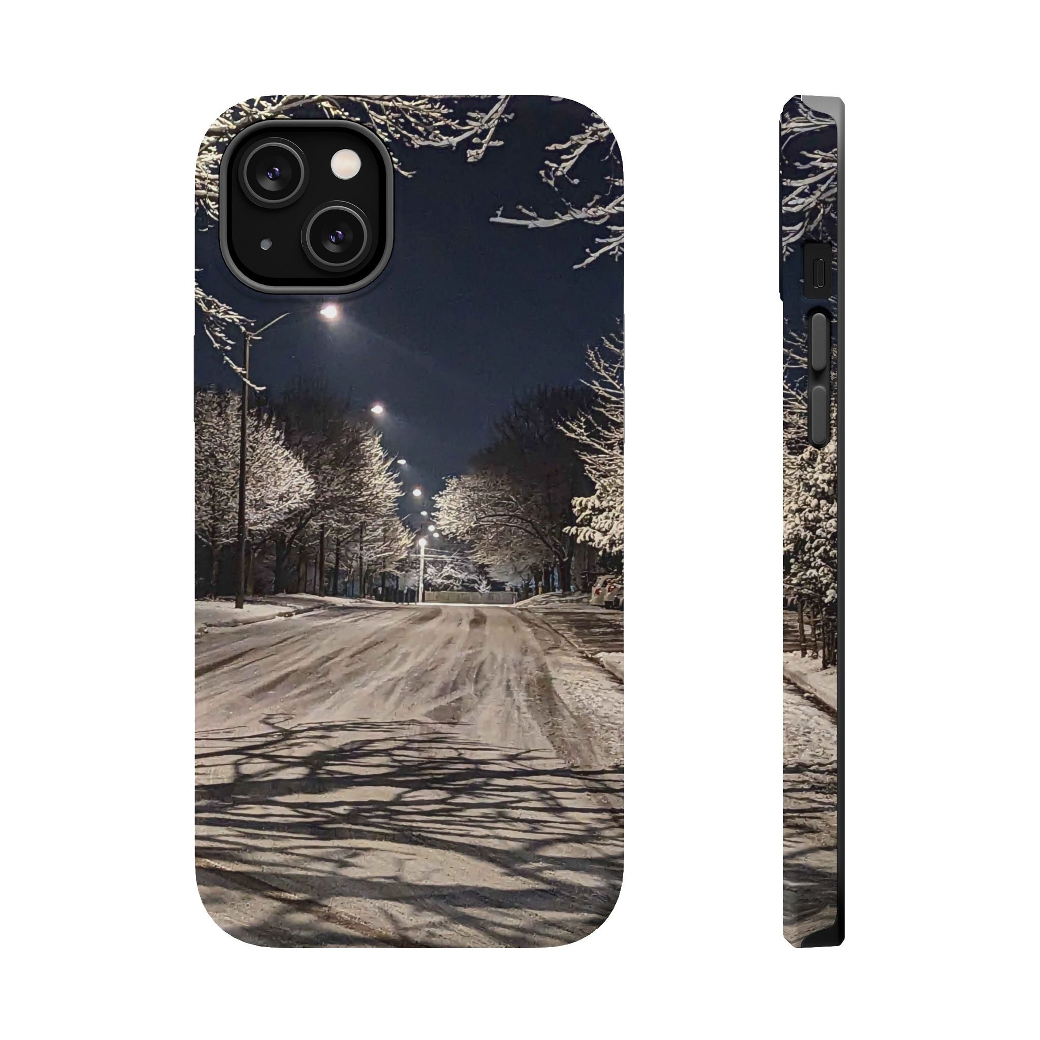 Winter Night Snow Road Magnetic Impact-Resistant Phone Case