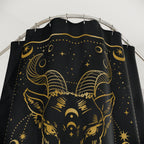 Capricorn Zodiac Shower Curtain — Gold Mystic Goat Astrological Bathroom Decor