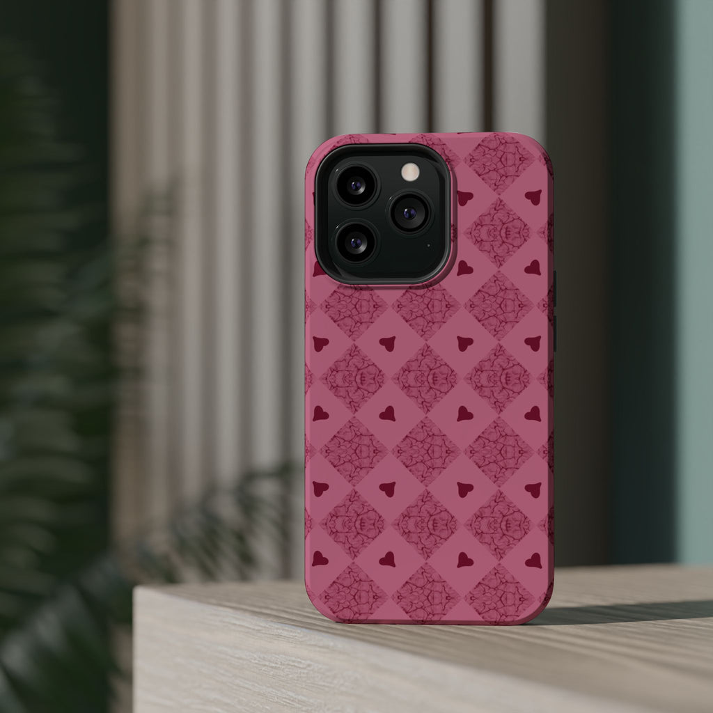 Pink Vintage Hearts Magnetic Impact-Resistant Phone Case