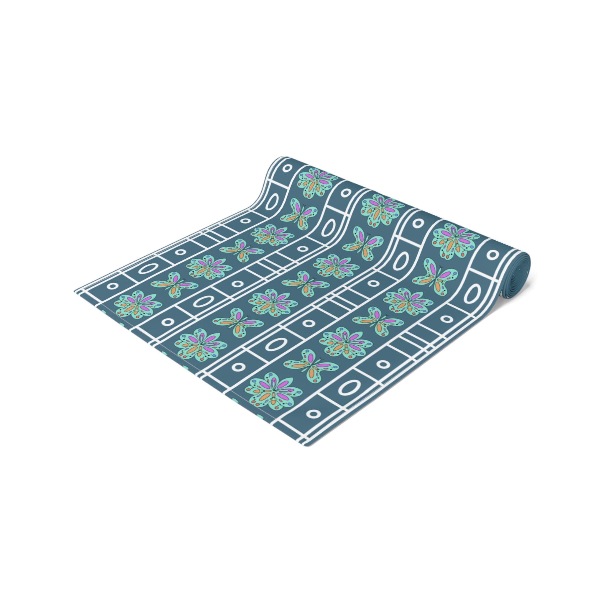 Colourful Floral Geometric Table Runner — Mediterranean-Inspired Cotton-Poly Dining Decor