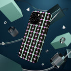 Geom Stripe Magnetic Phone Case — Black with Mint & Lavender Pattern