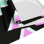 Geometric Pastel Stripe Table Runner — Modern Black, Mint & Pink Dining Accent
