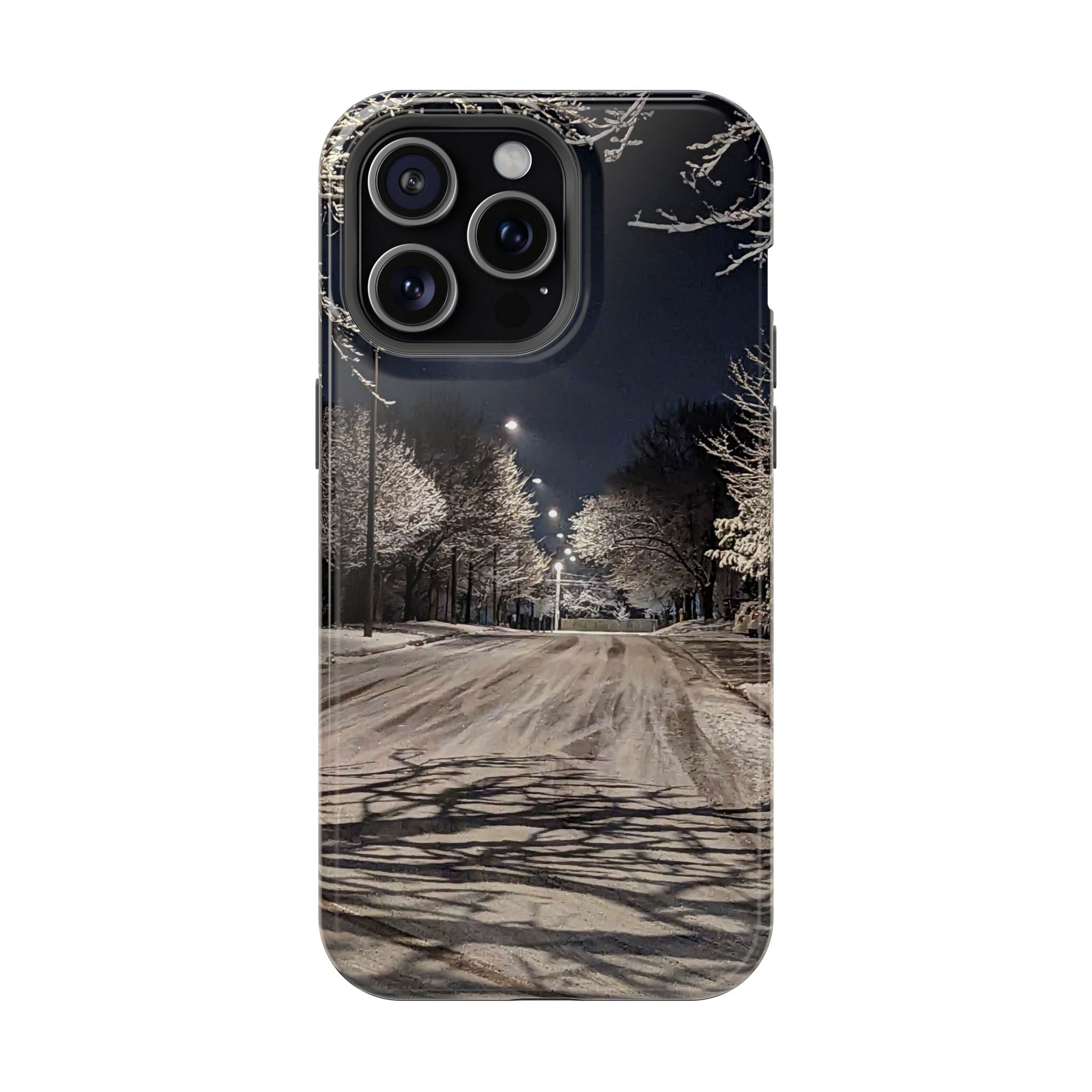 Winter Night Snow Road Magnetic Impact-Resistant Phone Case