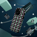 Geom Stripe Magnetic Phone Case — Black with Mint & Lavender Pattern