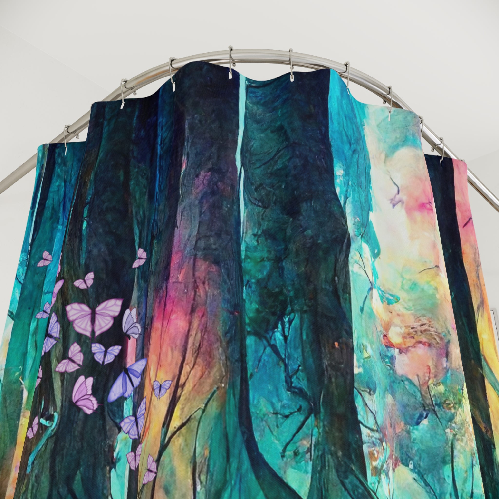 Whimsical Mushroom Grove Shower Curtain — Fantasy Forest Bathroom Decor