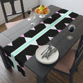 Geometric Pastel Stripe Table Runner — Modern Black, Mint & Pink Dining Accent